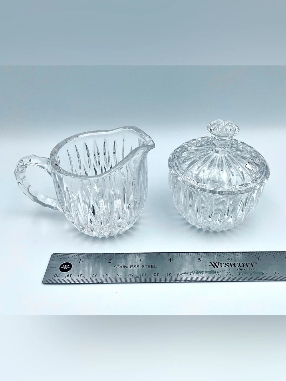VTG Princess House Royal Highlights Lead Crystal Set Creamer, Sugar Bowl w Lid